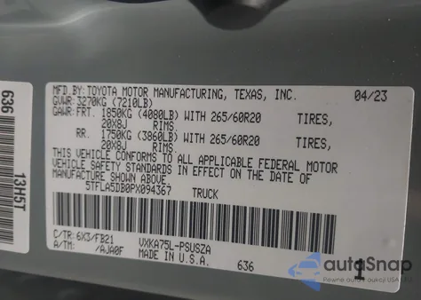 2023 Toyota Tundra Sr5 from USA, damaged, VIN 5TFLA5DB0PX094367